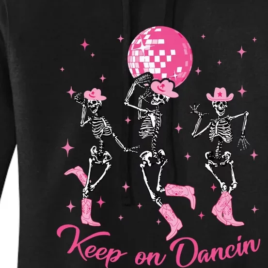 Pony Club Keep On Dancing Skeleton Cowgirl Women's Pullover Hoodie