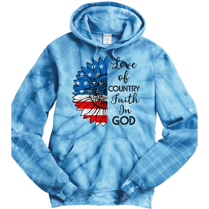 Patriotic Christian Love Country Faith In God USA Flag Tie Dye Hoodie