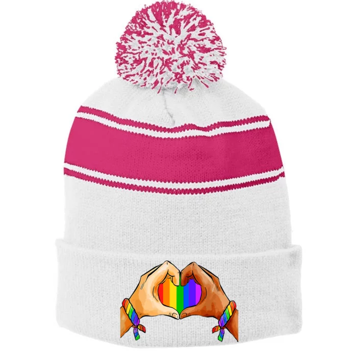 Pride Clothing Lgbt Rainbow Flag Heart Pride Month Stripe Pom Pom Beanie