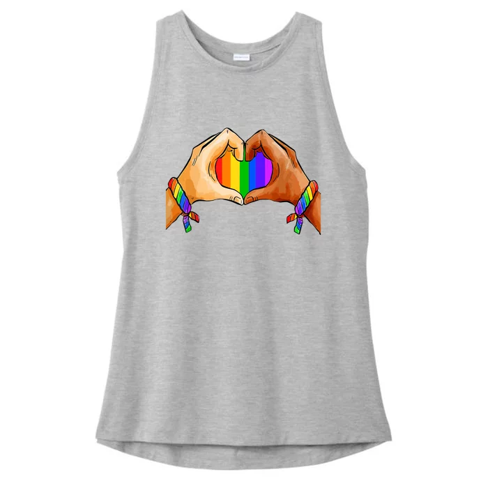 Pride Clothing Lgbt Rainbow Flag Heart Pride Month Ladies Tri-Blend Wicking Tank