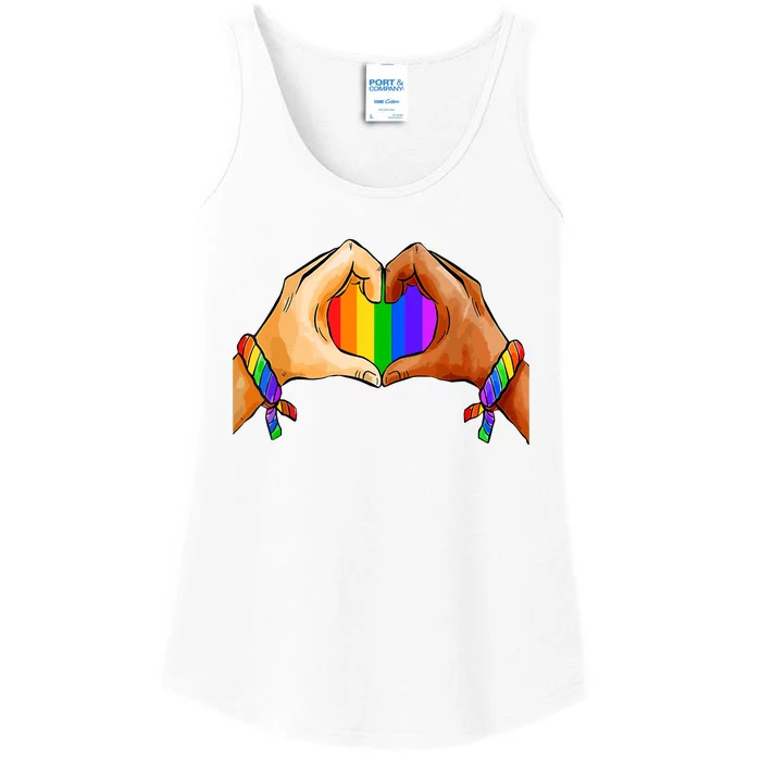 Pride Clothing Lgbt Rainbow Flag Heart Pride Month Ladies Essential Tank