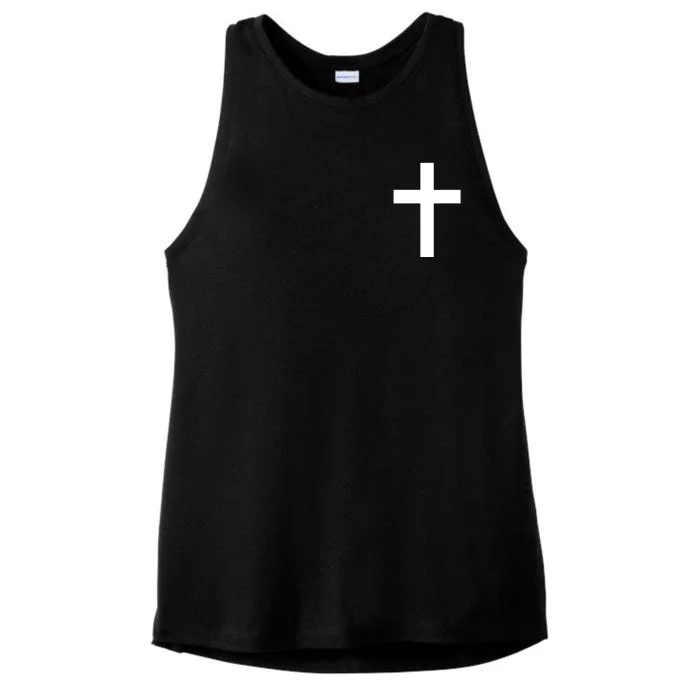 Pocket Cross Logo Ladies Tri-Blend Wicking Tank