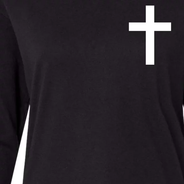 Pocket Cross Logo Womens Cotton Relaxed Long Sleeve T-Shirt