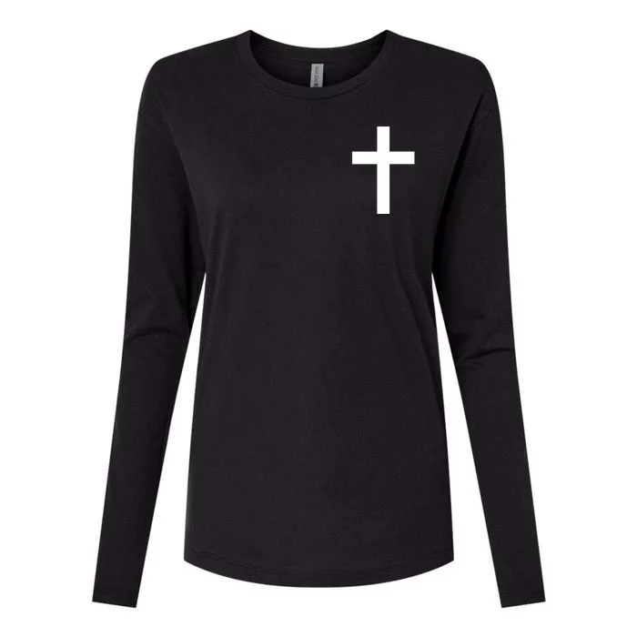 Pocket Cross Logo Womens Cotton Relaxed Long Sleeve T-Shirt