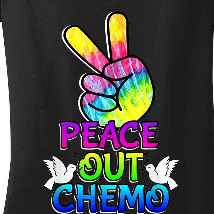 PeaceOut Chemo Last Day Of Chemo End Chemotherapy Cancer Women's V-Neck T-Shirt