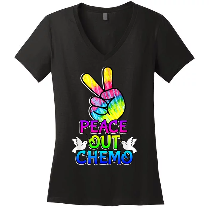 PeaceOut Chemo Last Day Of Chemo End Chemotherapy Cancer Women's V-Neck T-Shirt