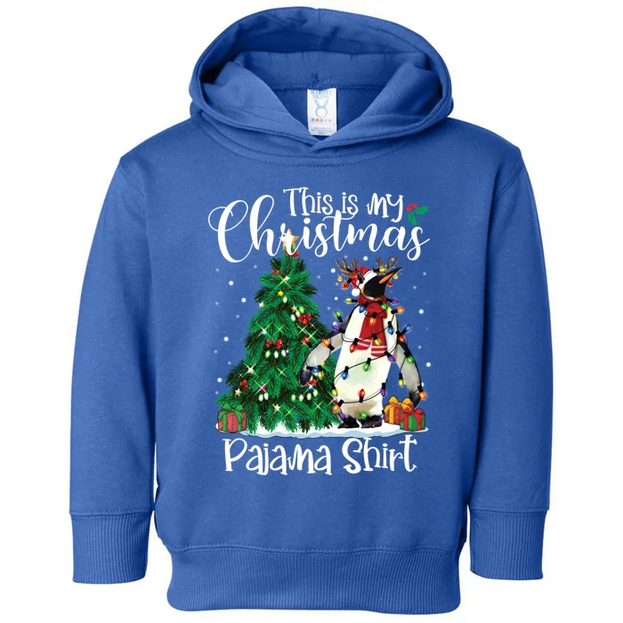 Penguin Christmas Lights Funny Pajama Penguin Lover Xmas Cool Gift Toddler Hoodie