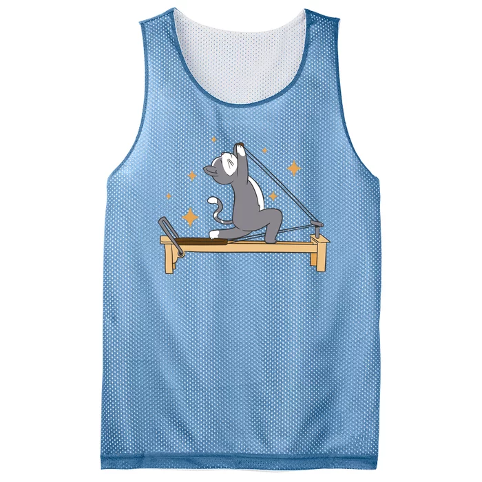 Pilates Cat Lover Funny Mesh Reversible Basketball Jersey Tank