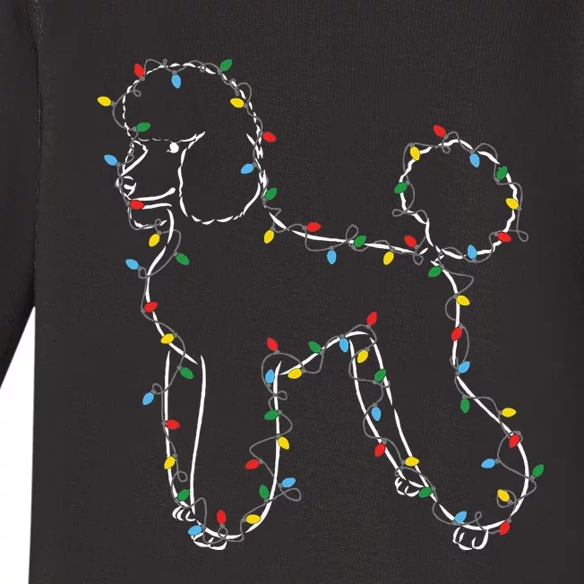 Poodle Christmas Lights Dog Lover Ugly Sweater Xmas Baby Long Sleeve Bodysuit