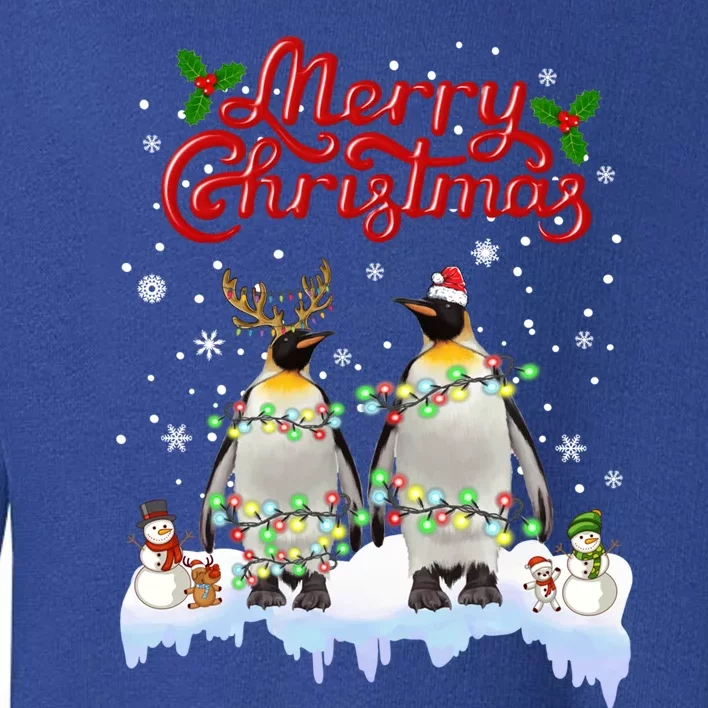 Penguins Christmas Lights Matching Family Xmas Animals Gift Toddler Sweatshirt