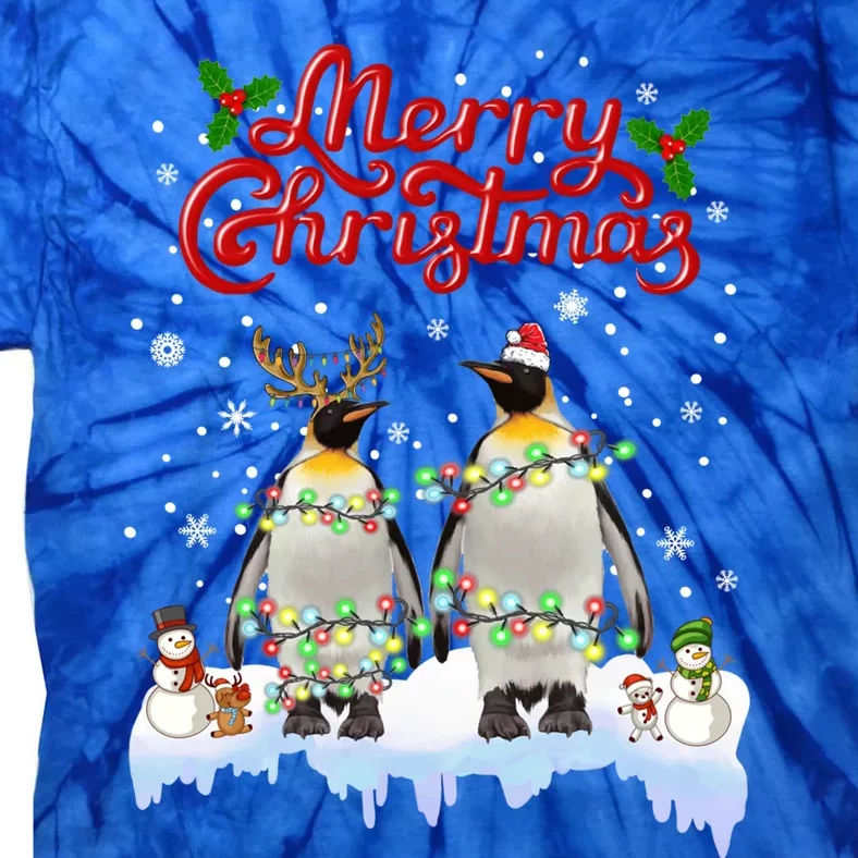 Penguins Christmas Lights Matching Family Xmas Animals Gift Tie-Dye T-Shirt