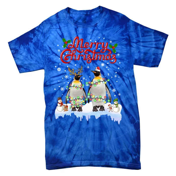 Penguins Christmas Lights Matching Family Xmas Animals Gift Tie-Dye T-Shirt