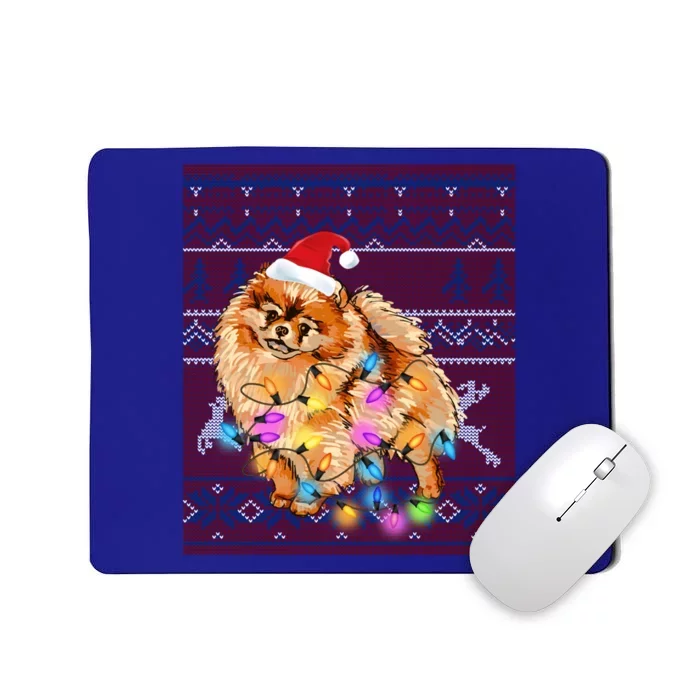 Pomeranian Christmas Lights Ugly Sweater Pomeranian Lover Gift Mousepad