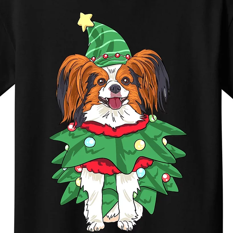 Papillon Christmas Lights Funny Xmas Dog Lover Pajama Kids T-Shirt