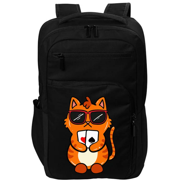 Poker Cat Lover Gambling Casino Gambler Card Game Impact Tech Backpack