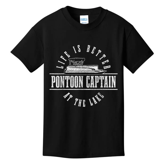 Pontoon Captain Life Is Better At The Lake Pontooning Boat Kids T-Shirt