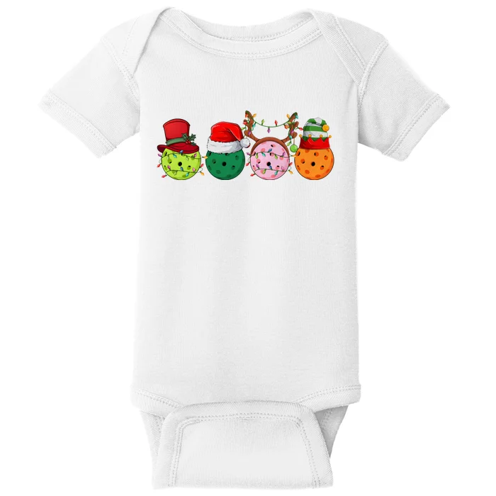 Pickleball Christmas Lights Pickleball Player Christmas Baby Bodysuit