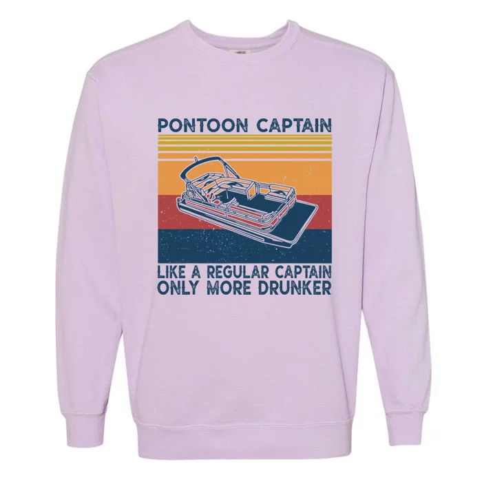 Pontoon Captain Like A Regular Captain Shirt Boat Vintage Garment-Dyed Sweatshirt