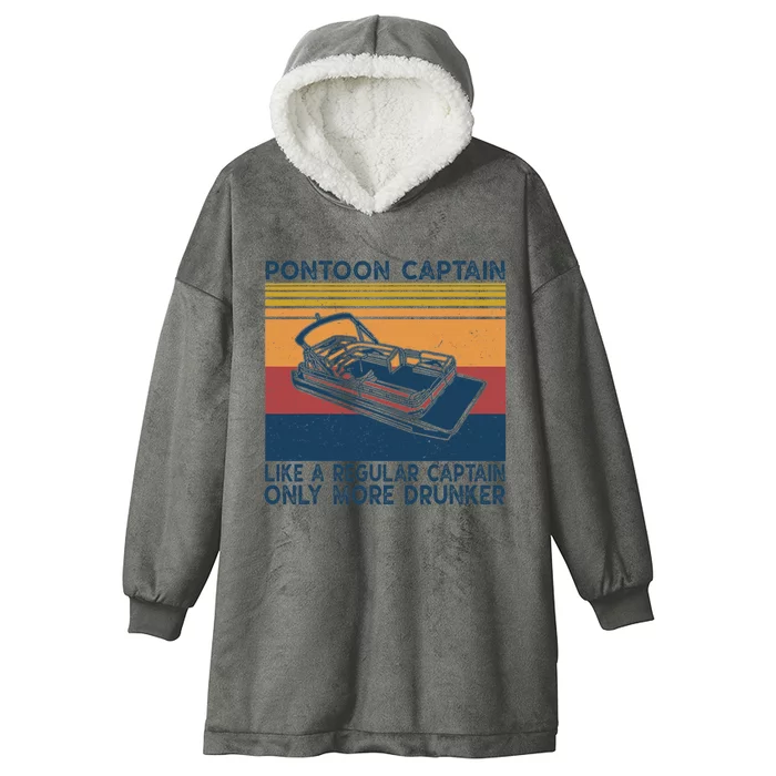 Pontoon Captain Like A Regular Captain Shirt Boat Vintage Hooded Wearable Blanket