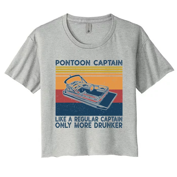 Pontoon Captain Like A Regular Captain Shirt Boat Vintage Women's Crop Top Tee