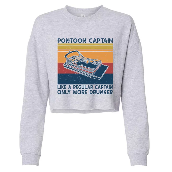 Pontoon Captain Like A Regular Captain Shirt Boat Vintage Cropped Pullover Crew