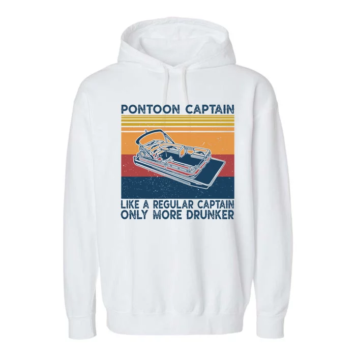 Pontoon Captain Like A Regular Captain Shirt Boat Vintage Garment-Dyed Fleece Hoodie