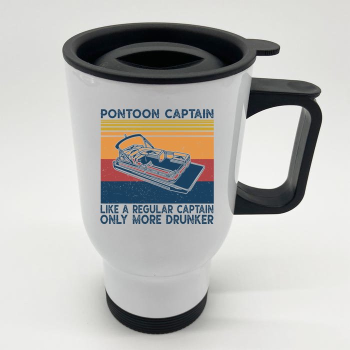 Pontoon Captain Like A Regular Captain Shirt Boat Vintage Front & Back Stainless Steel Travel Mug