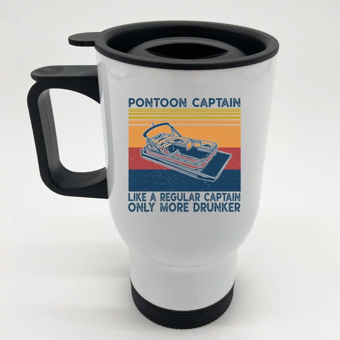 Pontoon Captain Like A Regular Captain Shirt Boat Vintage Front & Back Stainless Steel Travel Mug