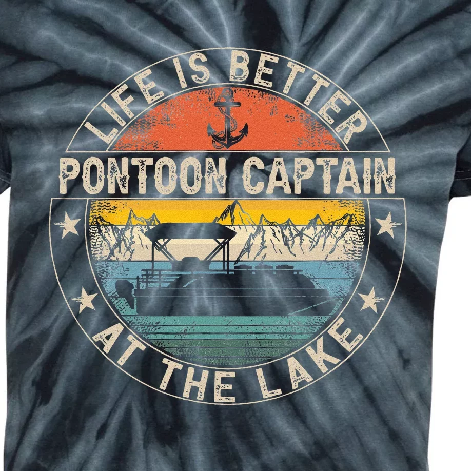 Pontoon Captain Life Is Better At The Lake Kids Tie-Dye T-Shirt