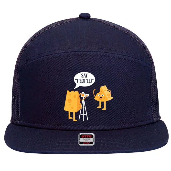 Photographer Cheesy Lover Mozzarella Cheddar Camera Funny Gift 7 Panel Mesh Trucker Snapback Hat