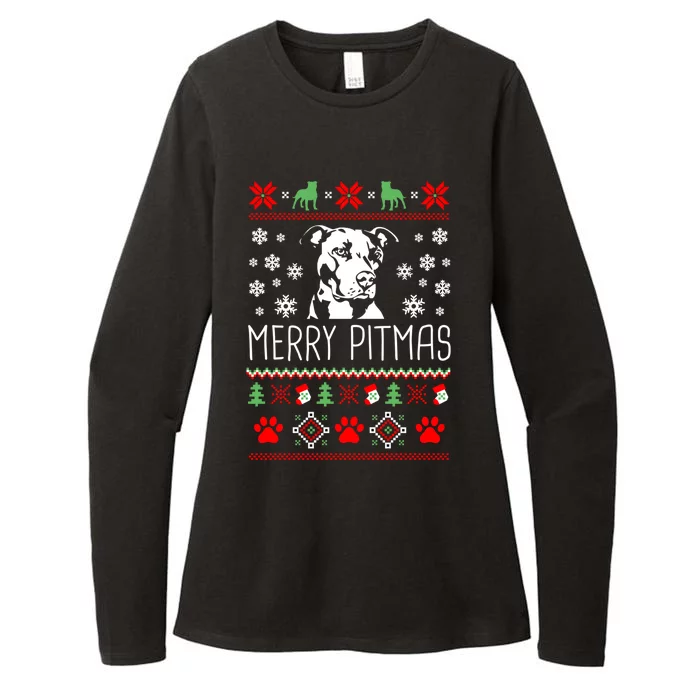 Pitbull Christmas Lovers Merry Pitmas Ugly Christmas Great Gift Womens CVC Long Sleeve Shirt