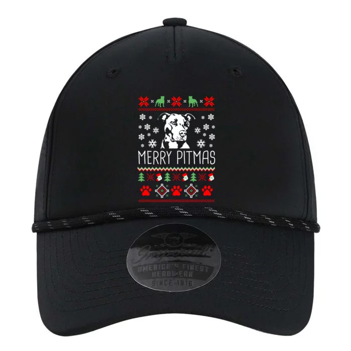 Pitbull Christmas Lovers Merry Pitmas Ugly Christmas Great Gift Performance The Dyno Cap