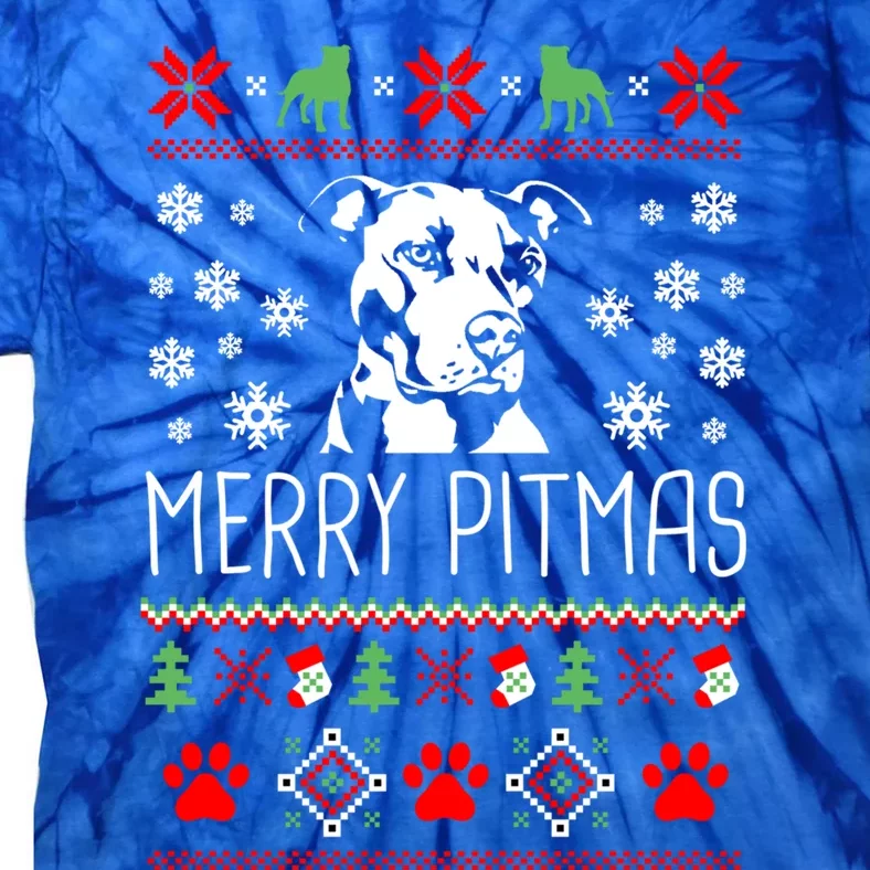 Pitbull Christmas Lovers Merry Pitmas Ugly Christmas Great Gift Tie-Dye T-Shirt