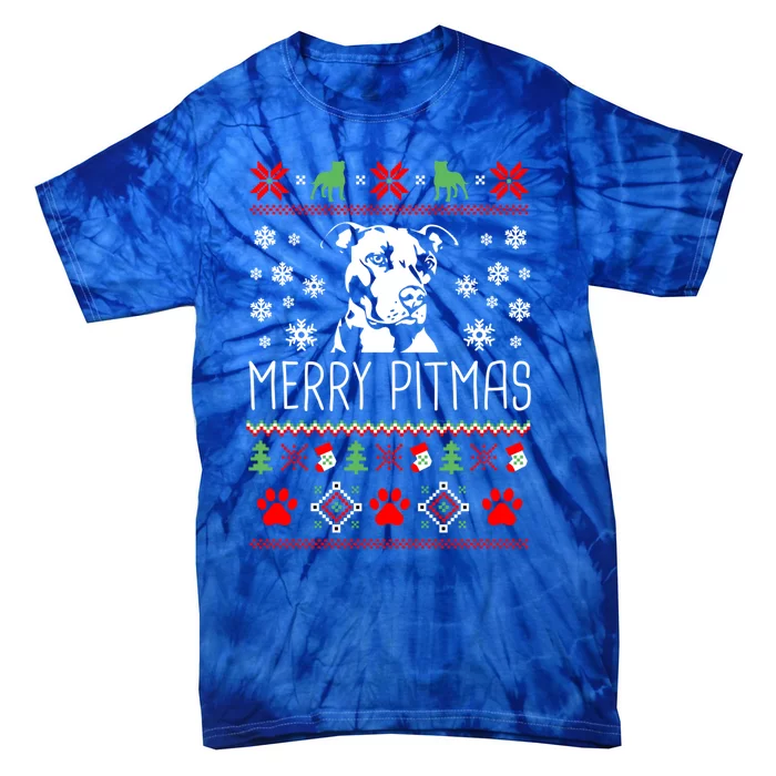 Pitbull Christmas Lovers Merry Pitmas Ugly Christmas Great Gift Tie-Dye T-Shirt