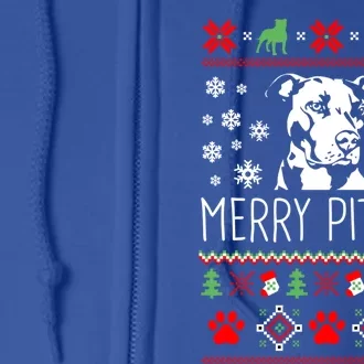 Pitbull Christmas Lovers Merry Pitmas Ugly Christmas Great Gift Full Zip Hoodie