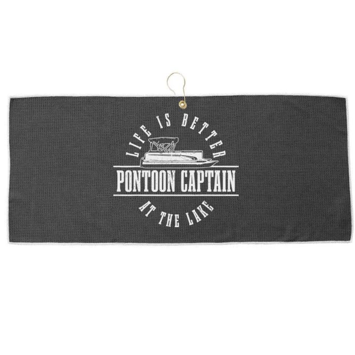 Pontoon Captain Life Is Better At The Lake Pontooning Boat Large Microfiber Waffle Golf Towel