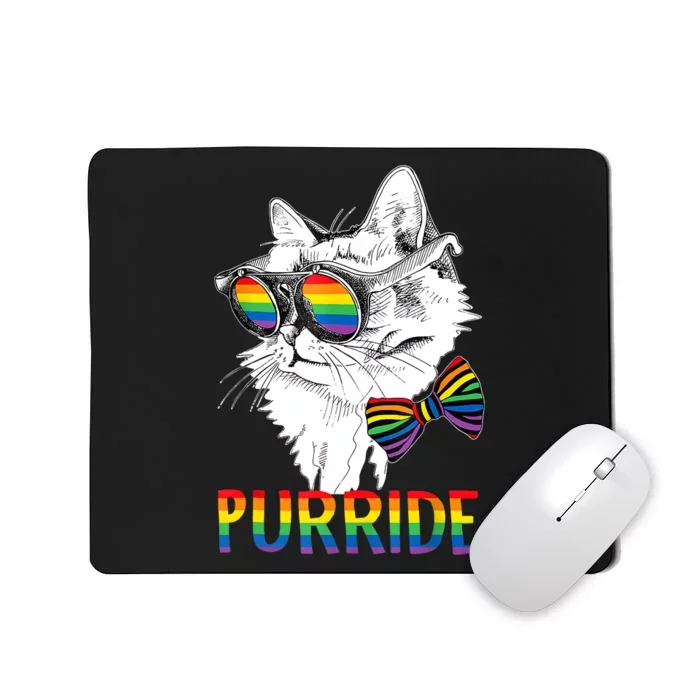 Purride Cat Lover Pride Month Gay Rights Rainbow Cat Mousepad