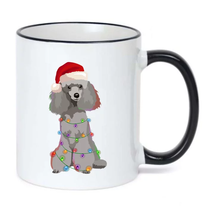 Poodle Christmas Lights Xmas Dog Lover Gift Black Color Changing Mug