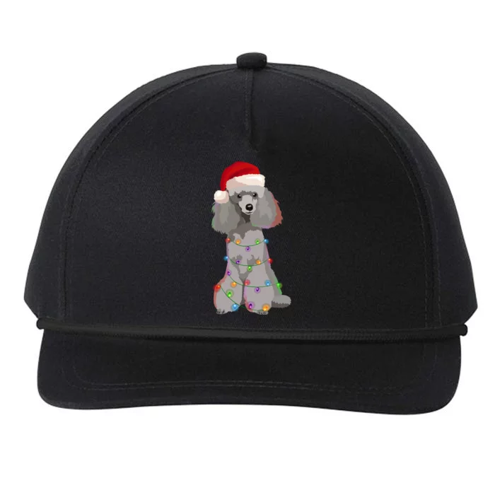 Poodle Christmas Lights Xmas Dog Lover Gift Snapback Five-Panel Rope Hat