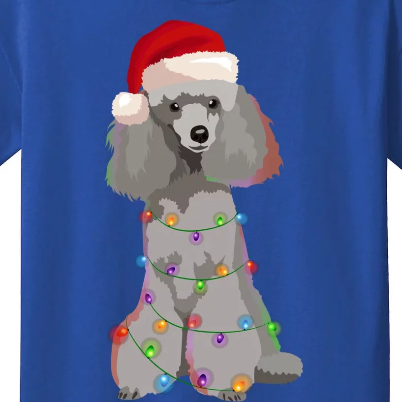 Poodle Christmas Lights Xmas Dog Lover Gift Kids T-Shirt