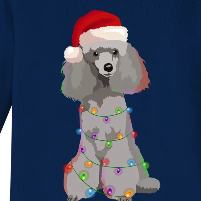 Poodle Christmas Lights Xmas Dog Lover Gift Baby Long Sleeve Bodysuit