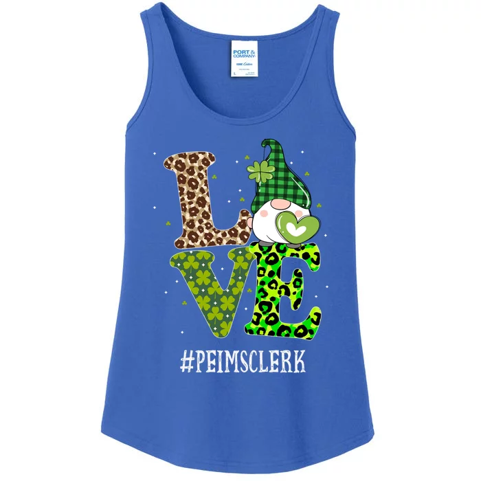 Peims Clerk Love St Patricks Day Gnome Leopard Shamrock Gift Ladies Essential Tank