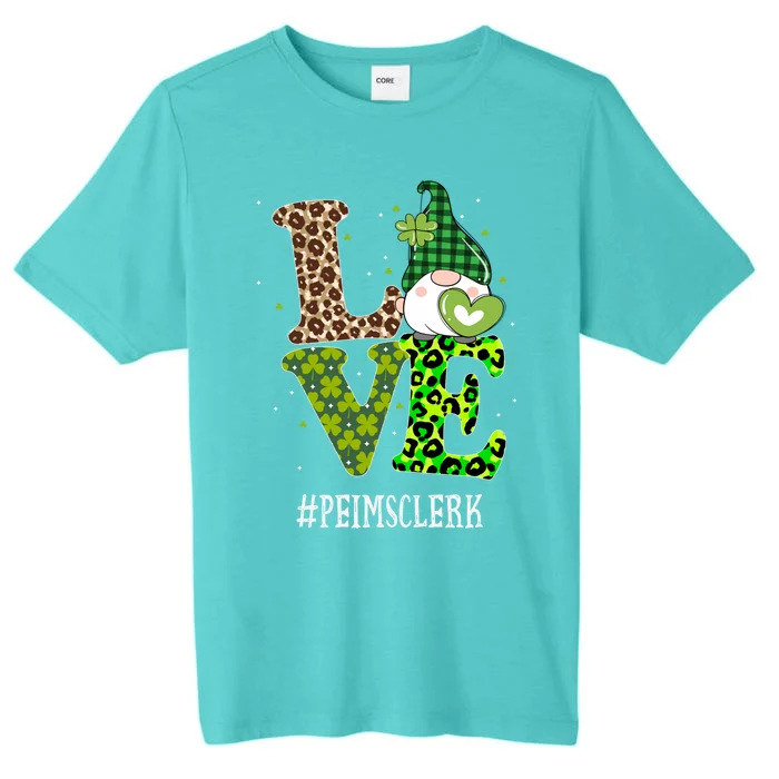 Peims Clerk Love St Patricks Day Gnome Leopard Shamrock Gift ChromaSoft Performance T-Shirt