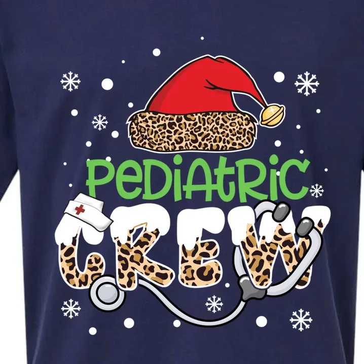 Pediatric Crew Leopard Santa Hat Stethoscope Nurse Christmas Great Gift Sueded Cloud Jersey T-Shirt