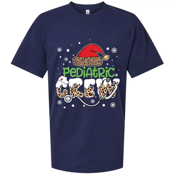 Pediatric Crew Leopard Santa Hat Stethoscope Nurse Christmas Great Gift Sueded Cloud Jersey T-Shirt