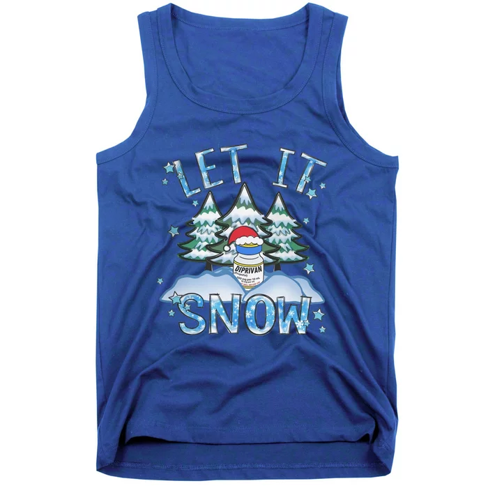 Propofol Christmas Let It Snow Funny Icu Nurse Xmas Pajamas Funny Gift Tank Top