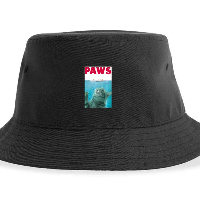 PAWS Cat Lover Funny Gift Sustainable Bucket Hat