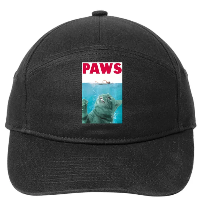 PAWS Cat Lover Funny Gift 7-Panel Snapback Hat