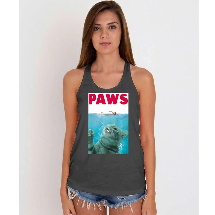 PAWS Cat Lover Funny Gift Women's Knotted Racerback Tank