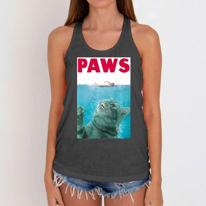 PAWS Cat Lover Funny Gift Women's Knotted Racerback Tank